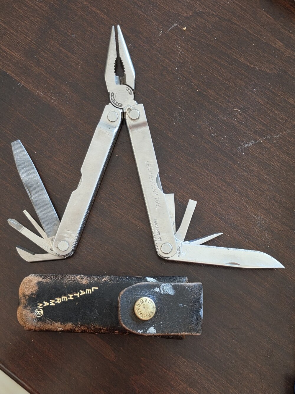 Leatherman Multi-Tool with Leather Sheath, Vintage, Made In Usa Portland